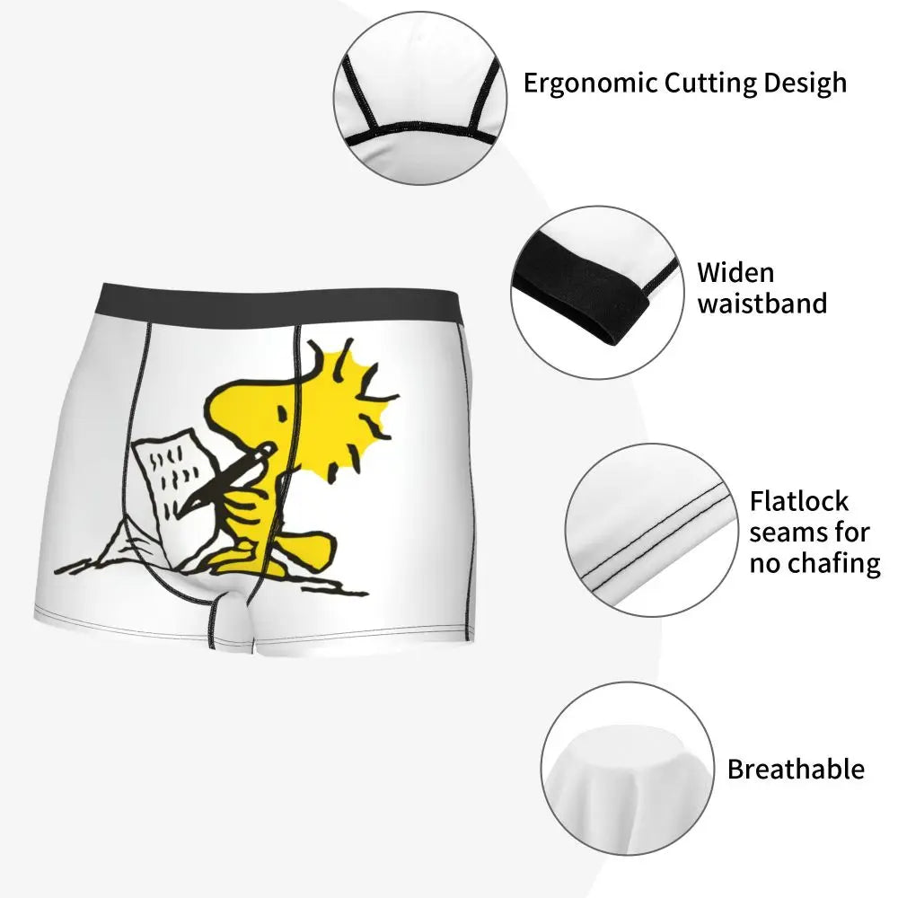 Snoopy Boxer Briefs for Men - Giggle Print Polyester Blend