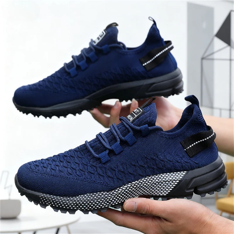 Men's Yellow Knit Sport Sneakers Lightweight Mesh Casual Shoes