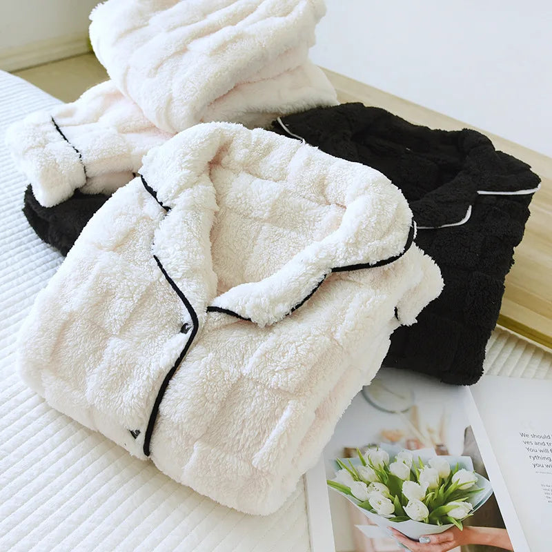 Coral Velvet Couple Pajamas Set