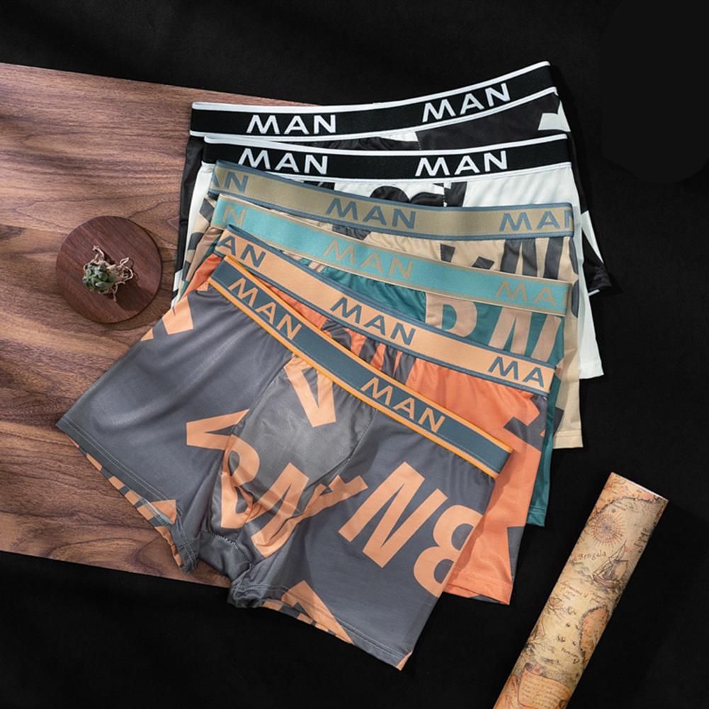 Men's Plus Size Letter Printed Boxer Shorts