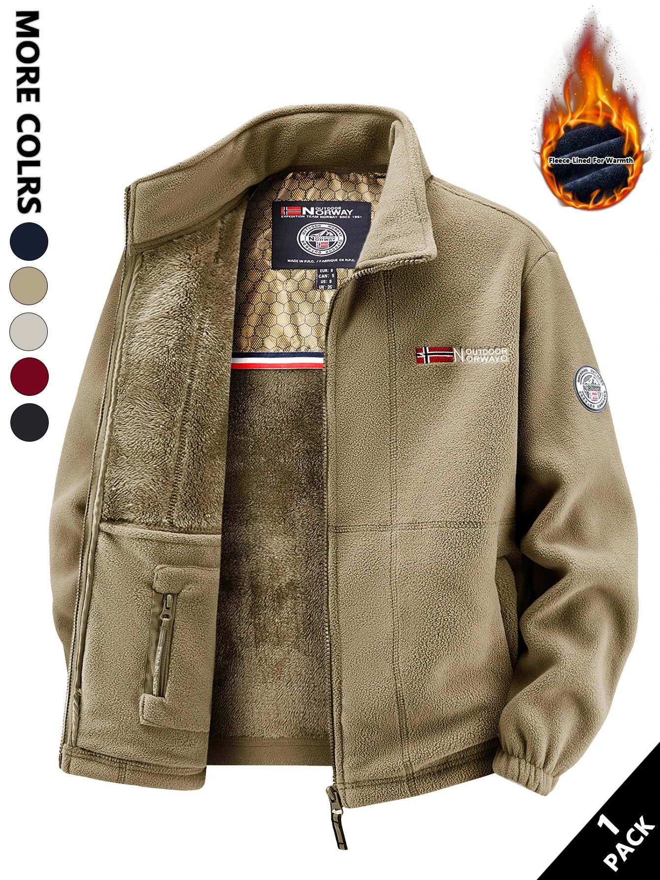 Men's Fleece Jacket, Soft and Skin-Friendly, Heat-Retaining and Wind-Resistant