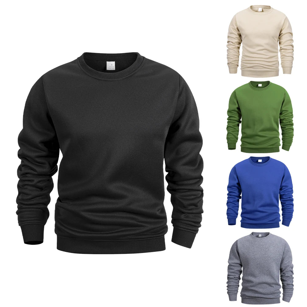 Men's Crew Neck Sweatshirts in Solid Color Man Sportswear