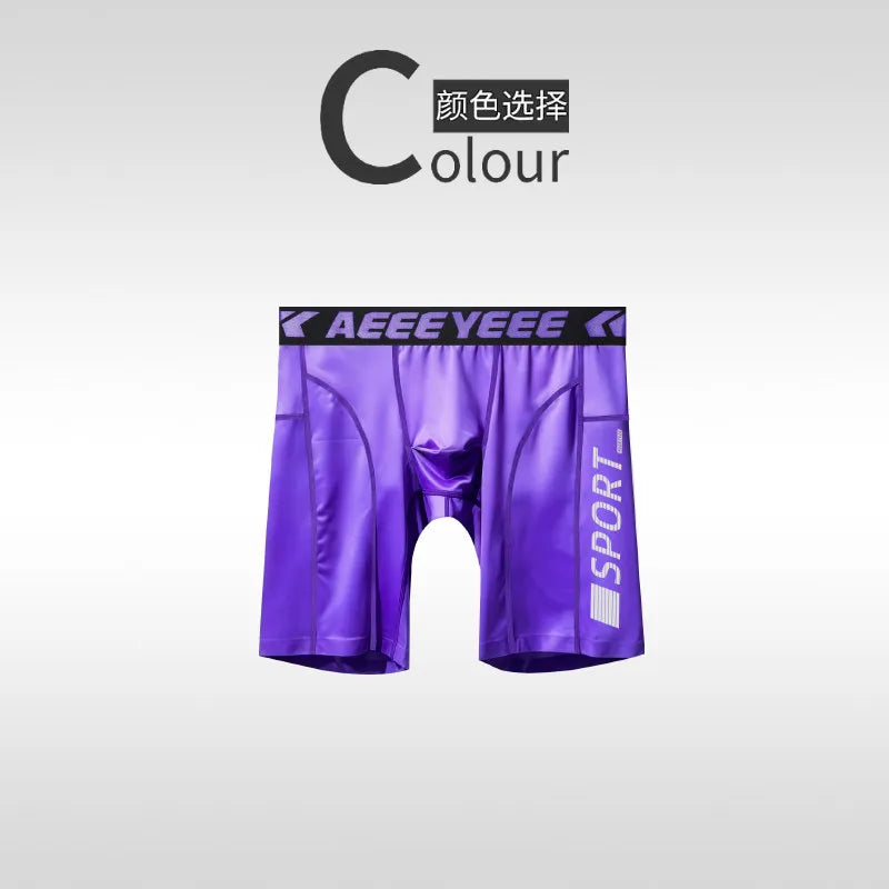 Men's Long Boxer Shorts Quick-dry U Pouch Fitness Underwear