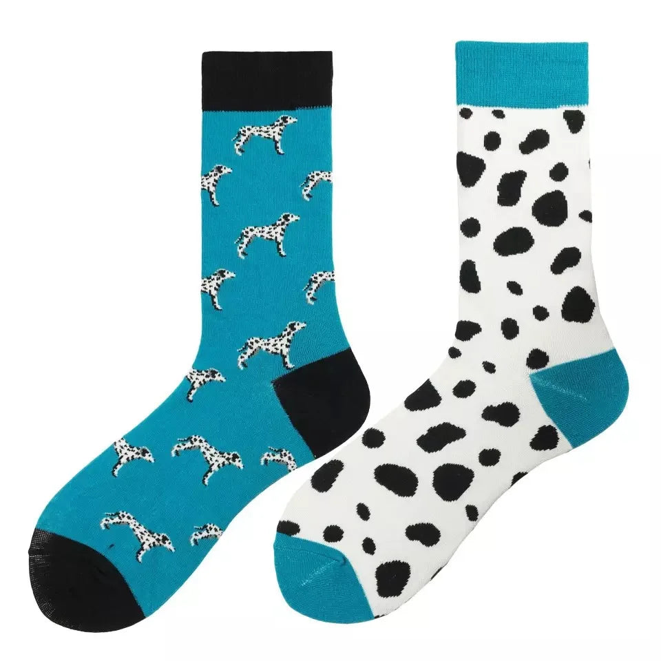 Men's Harajuku socks with print Funny AB asymmetric fashion colorful skateboard socks Happy Business Socks