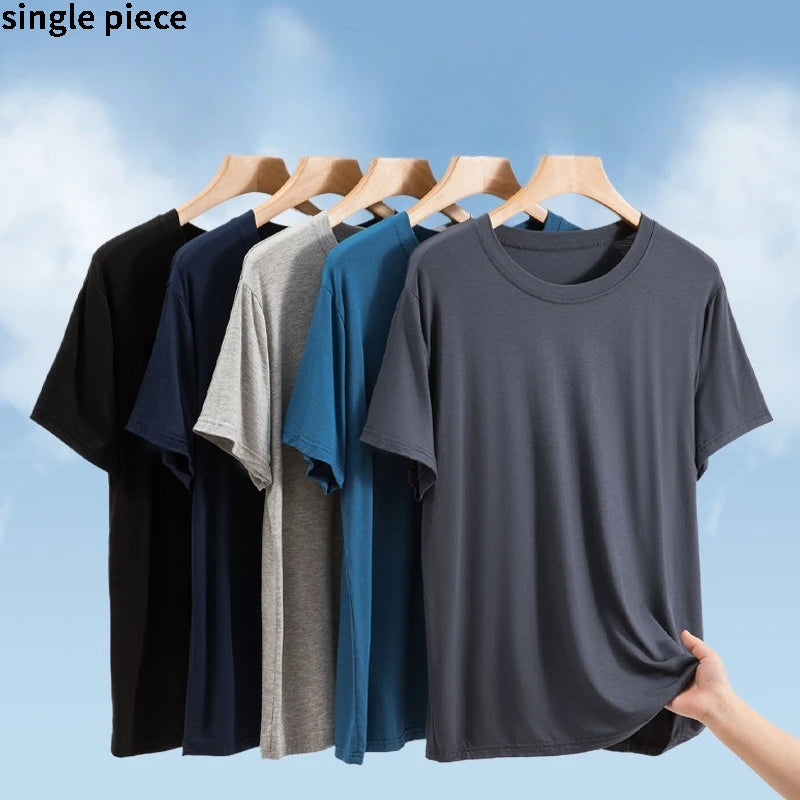 Summer Cool Mens Loungewear Pajama Short Sleeve Crew Neck T Shirt Big Size for Home Outdoor Wear