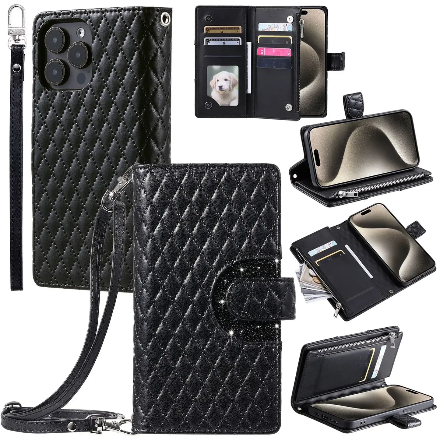 Flip Leather Case for iPhone 16 16e 15 14 13 12 11 8 7 Pro Max mini Plus