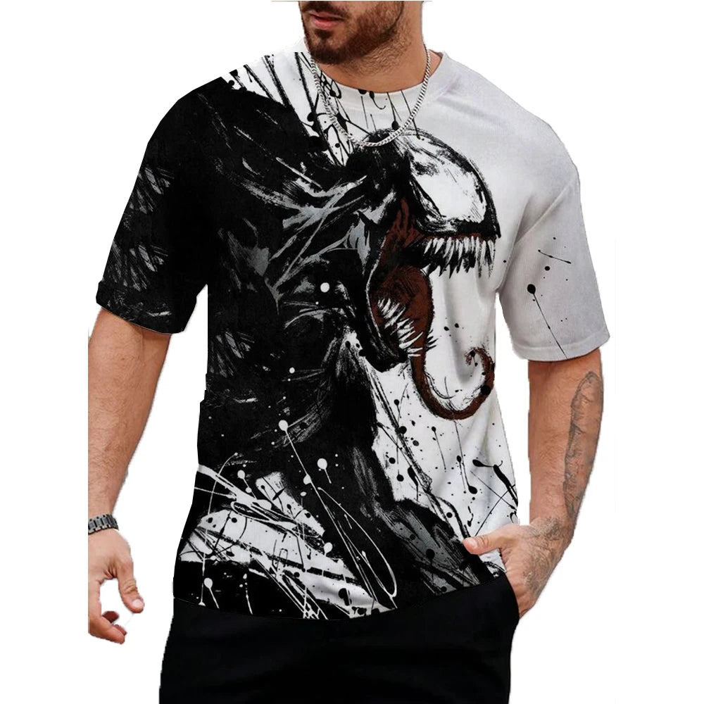 Marvel Venom Print T-Shirt Men's Shirt Summer Short Sleeved Male Pullover