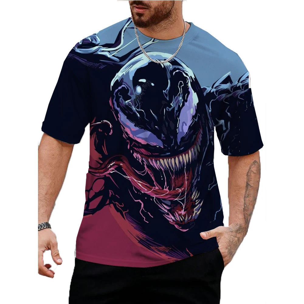 Marvel Venom Print T-Shirt Men's Shirt Summer Short Sleeved Male Pullover