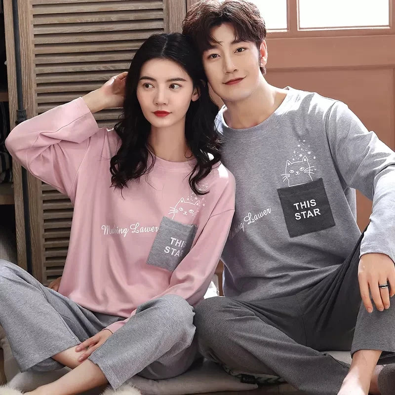 Cotton Korean Men Pajama Set Sleepwear
