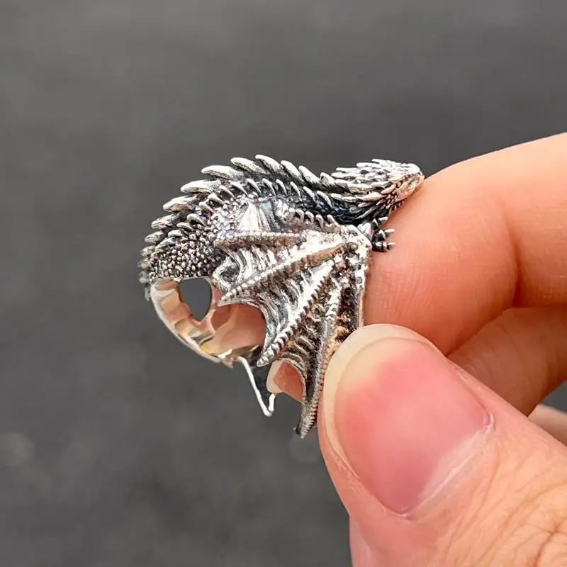 Men Adjustable Retro Ring Black Dragon Abraxas Rings