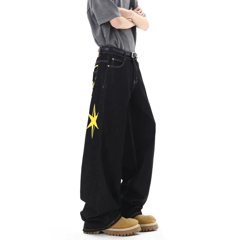 Mens Casual Vintage Straight Leg Jeans Pants