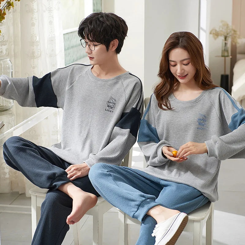 Cotton Korean Men Pajama Set Sleepwear