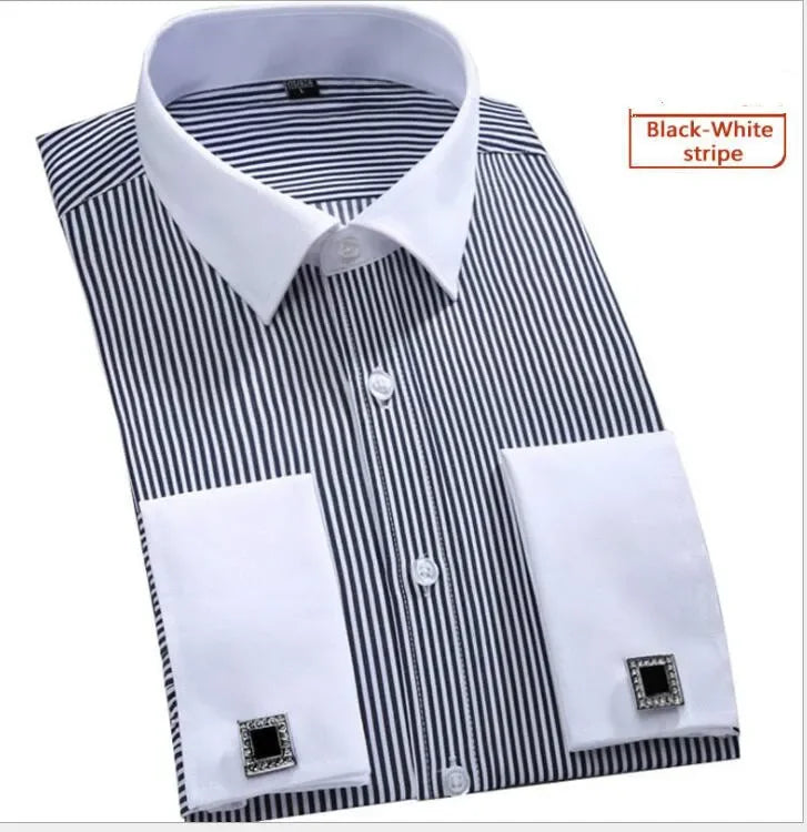 Men's Long Sleeve Formal Striped Dress Shirt