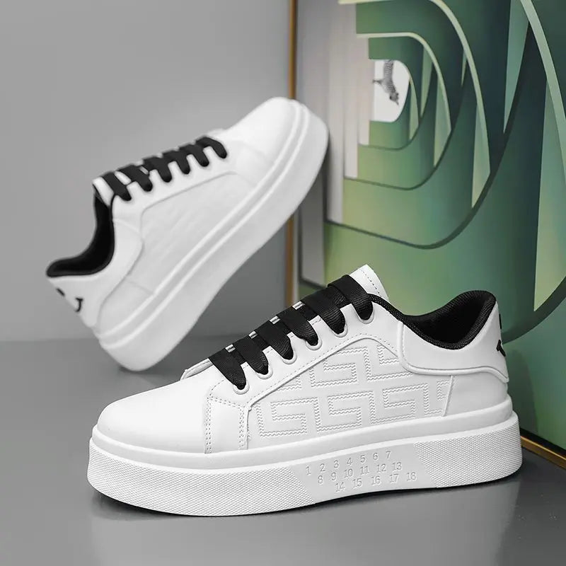 Men's Casual Leather Platform Sneakers for Summer