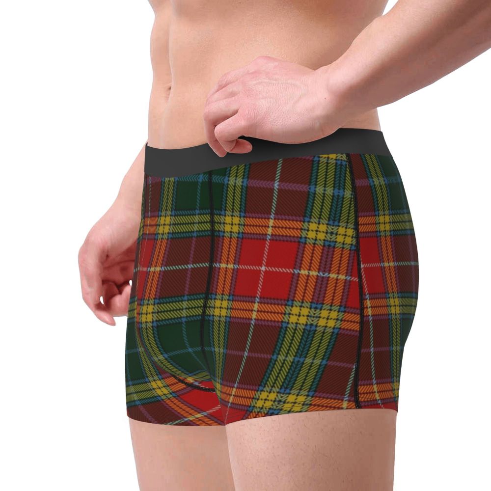 Black Watch Tartan Boxer Shorts for Men in Lycra and Polyester