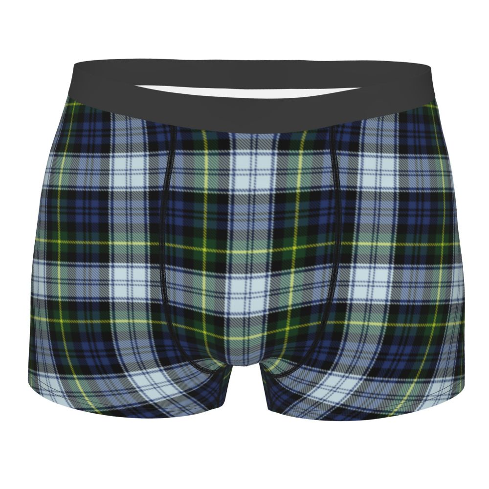 Black Watch Tartan Boxer Shorts for Men in Lycra and Polyester
