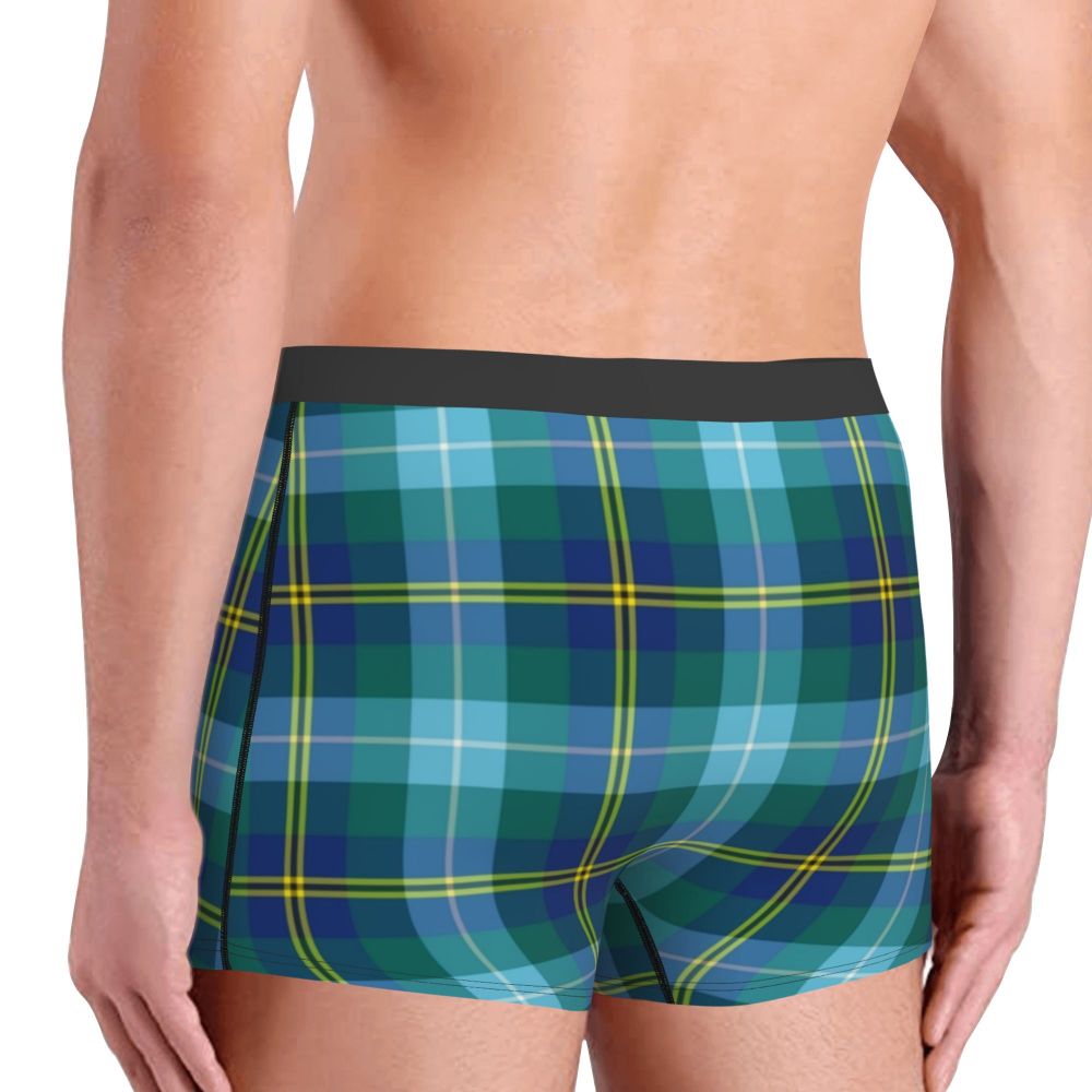 Black Watch Tartan Boxer Shorts for Men in Lycra and Polyester