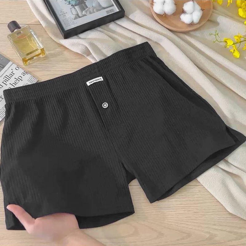 Mens Underwear Stretch Cotton Boxer Shorts Threaded Aro Pants Sleepwear Loungewear Shorts Boxers Male Underpants Panties 1PCS