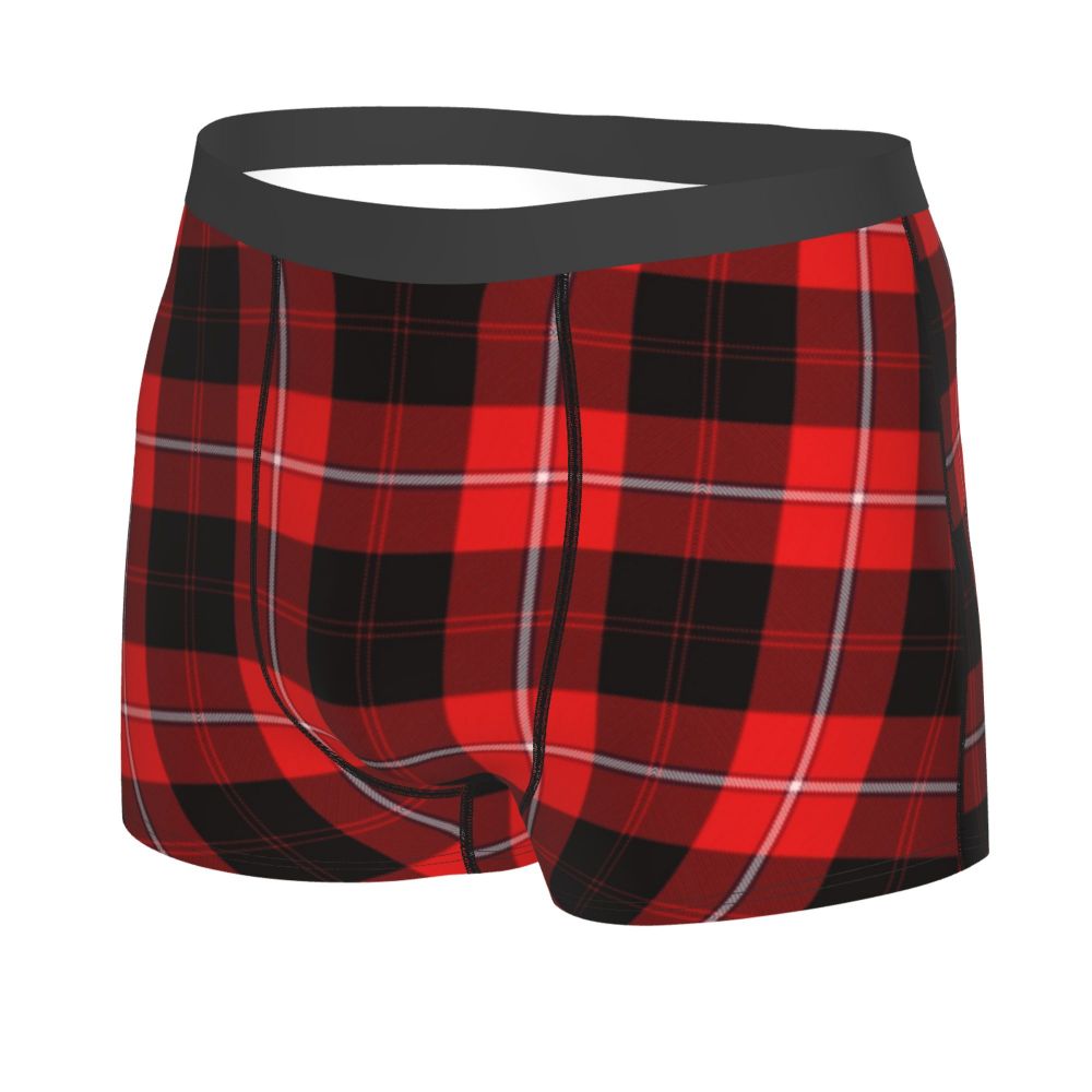 Black Watch Tartan Boxer Shorts for Men in Lycra and Polyester