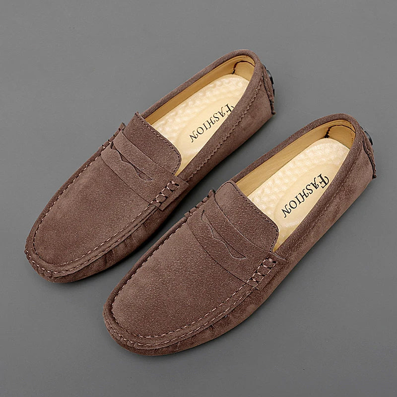 Men's Suede Leather Loafers Comfortable Walking Shoes