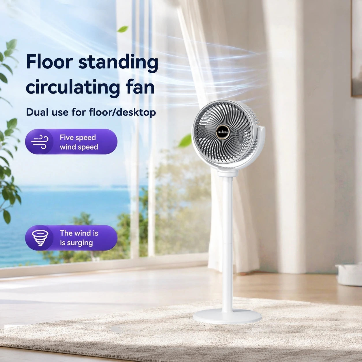 3-in-1 Air Circulator Fan 5 Speeds Portable Stand Fan