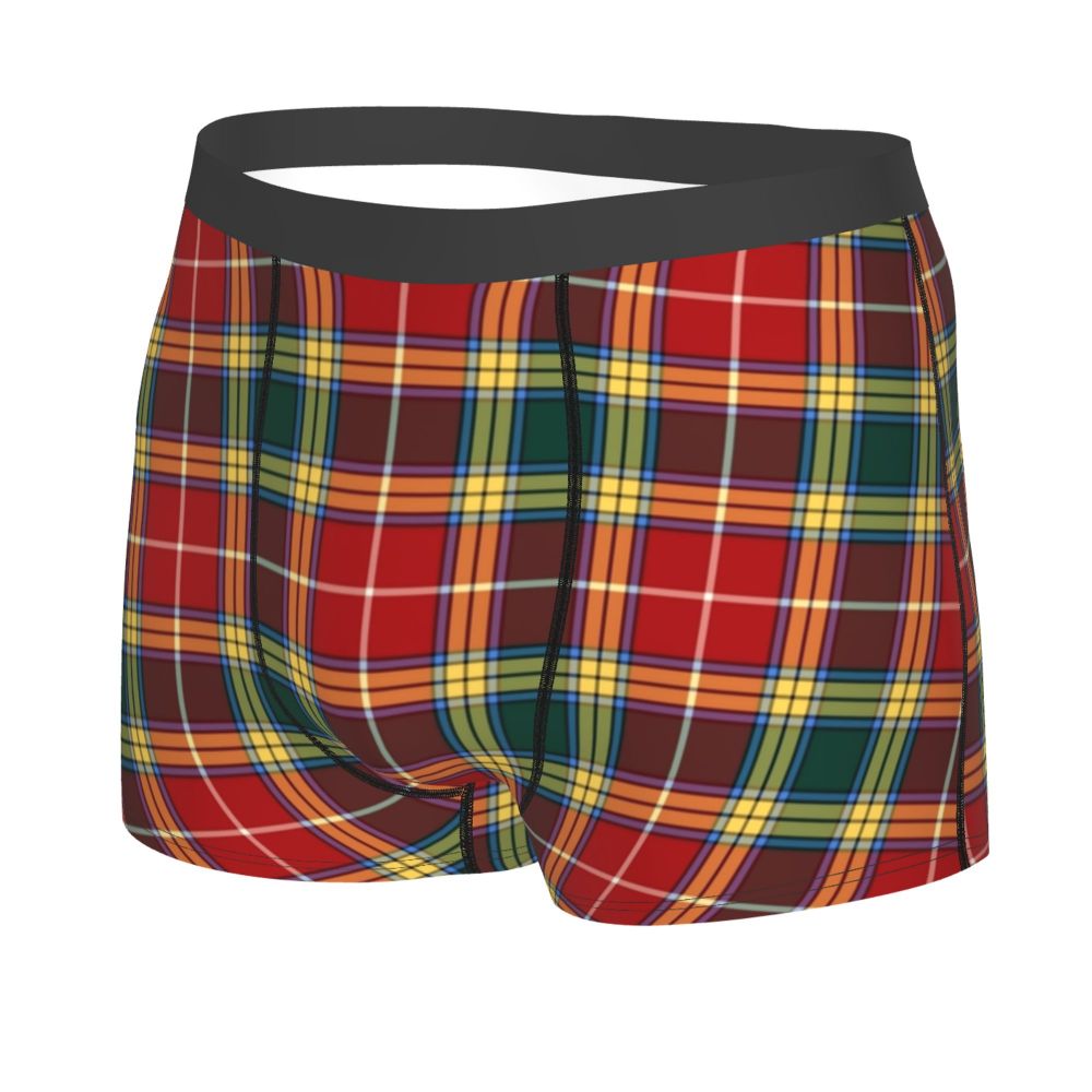 Black Watch Tartan Boxer Shorts for Men in Lycra and Polyester