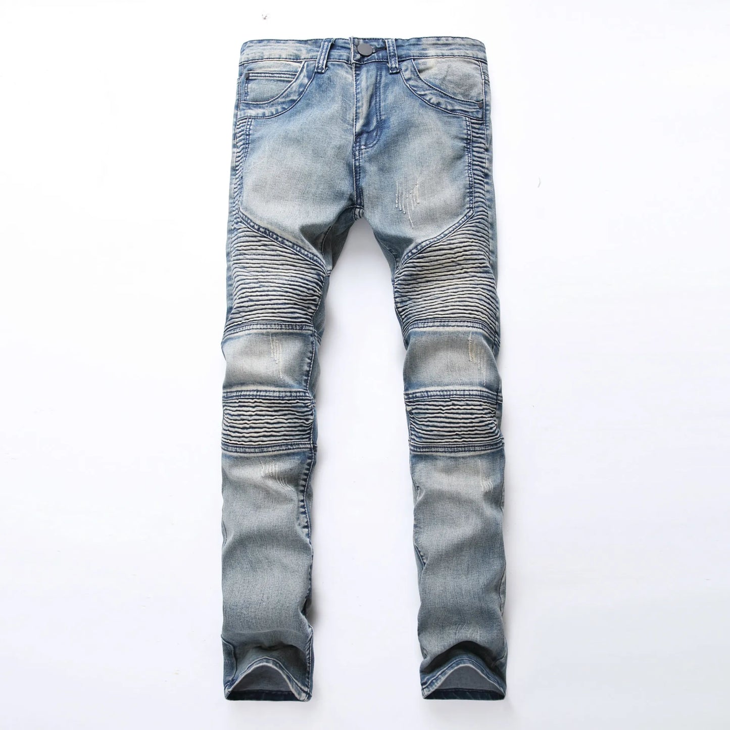 2022 Mens Jeans New Fashion Male Casual Biker Jeans Slim Straight Feet Jeans Loose Waist Long Trousers Denim Pants Large Size 42