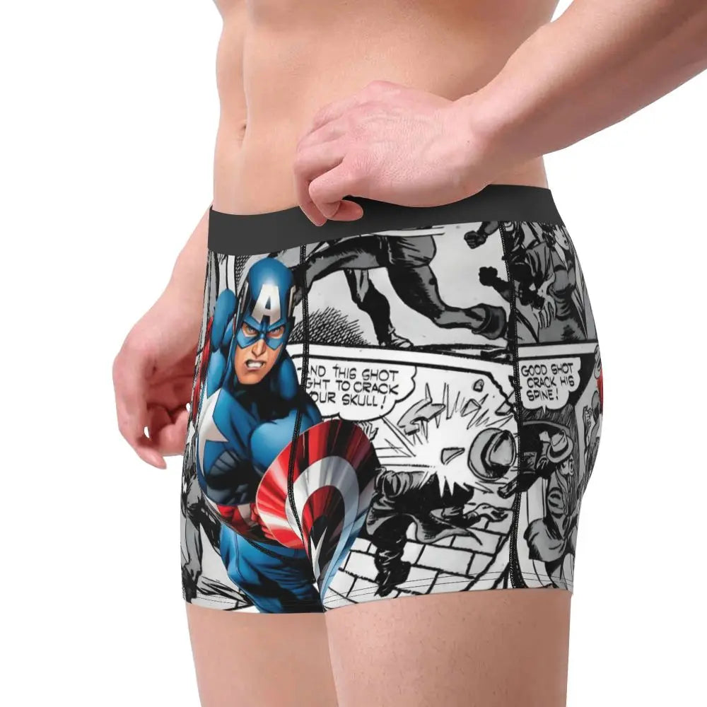 Captain America Comics Design Boxer Shorts for Men by MINISO