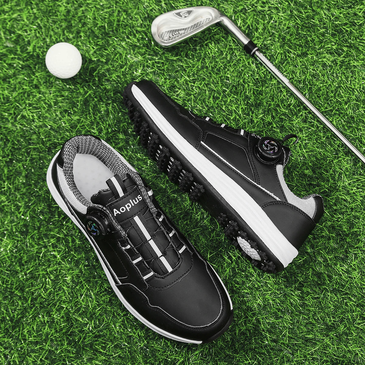 Men's Waterproof Golf Shoes with Lace-Up Closure