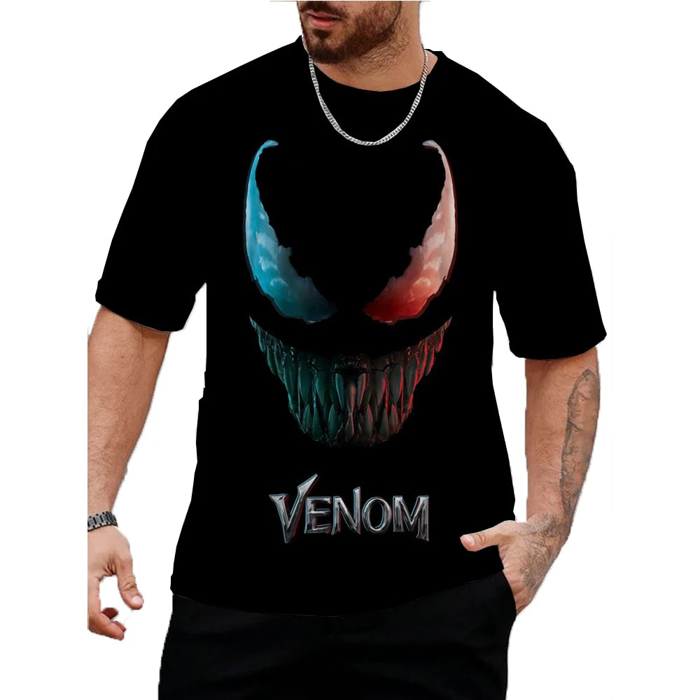 Marvel Venom Print T-Shirt Men's Shirt Summer Short Sleeved Male Pullover