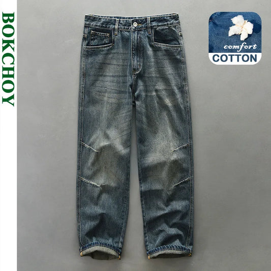 Cotton Straight Joggers for Men in Vintage Wash