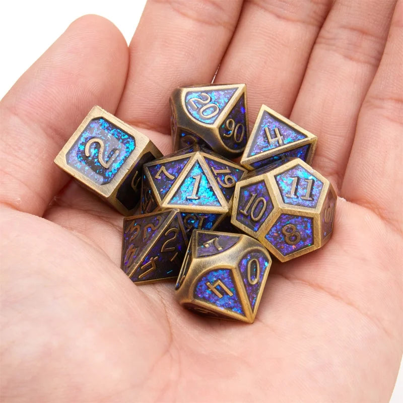 DND Metal Dice Set for Dungeons & Dragons, 5e, RPG Board Game, Tabletop Role Playing,7 Pcs