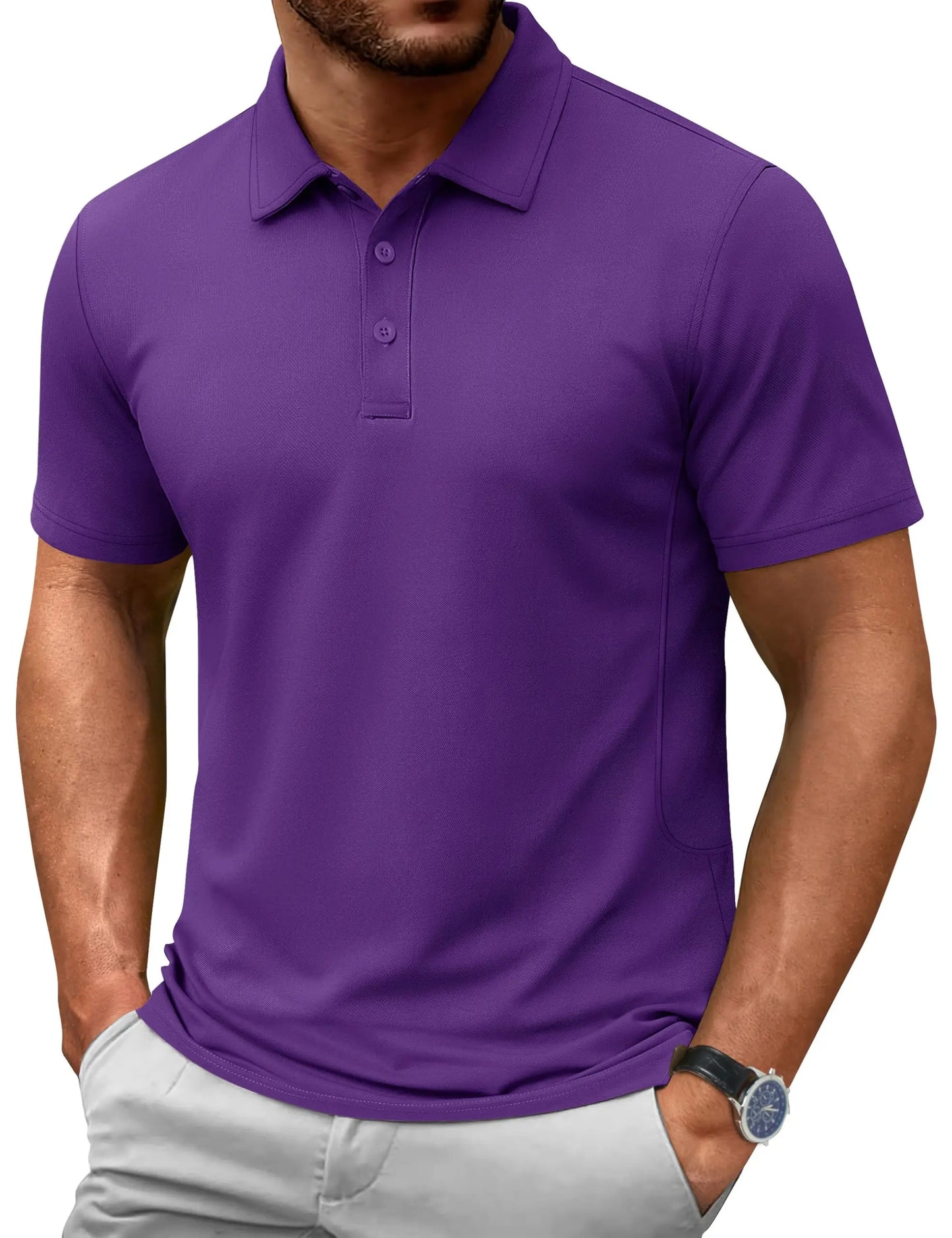 TACVASEN 72% Cotton Summer Golf Polo T-Shirt