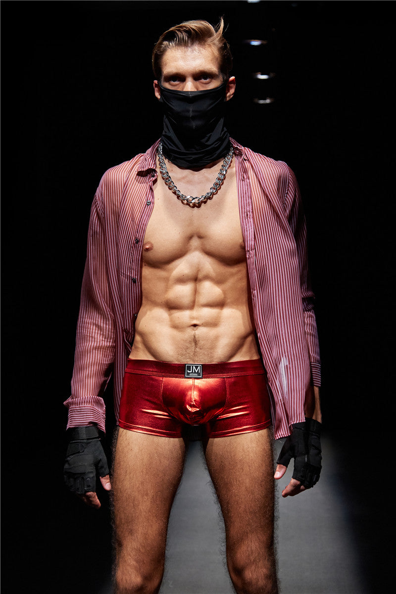 Mens Underwear Boxers Brief Sexy  Male Underwear PU Leather Underpants Man Swim Trunk Men Underwear Boxer Shorts