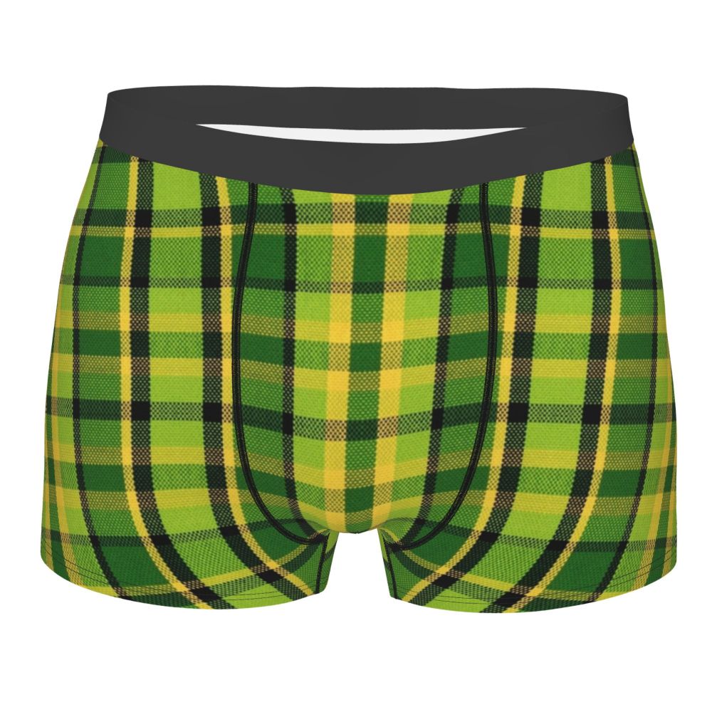 Black Watch Tartan Boxer Shorts for Men in Lycra and Polyester