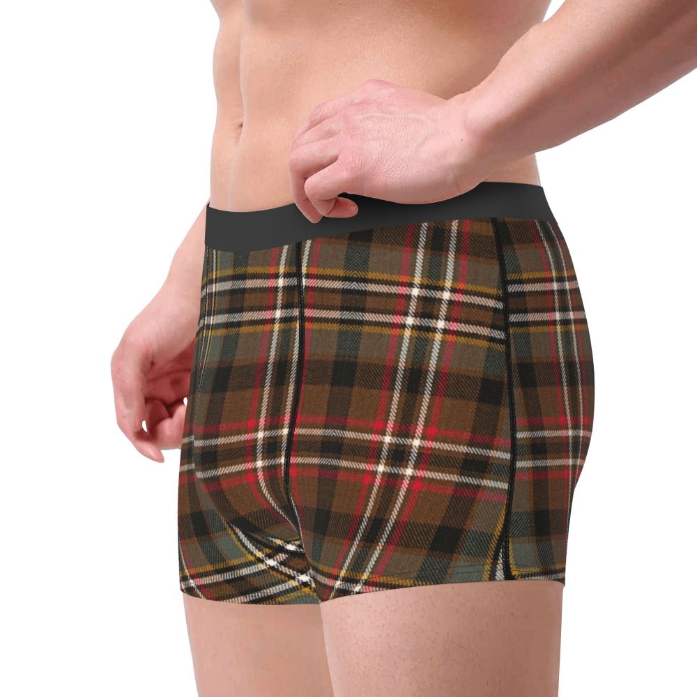 Black Watch Tartan Boxer Shorts for Men in Lycra and Polyester