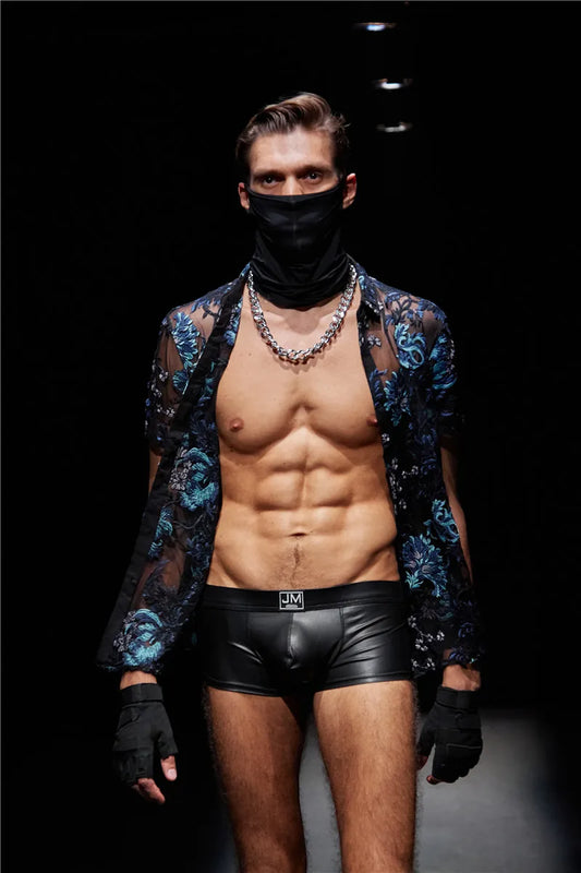 Mens Underwear Boxers Brief Sexy  Male Underwear PU Leather