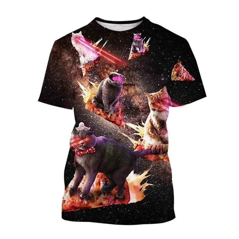 3D Printed Space Cat T-shirt for Men and Women