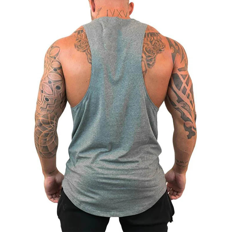 Mens Bodybuilding Tank Tops Casual Sleeveless Fitness Muscle Shirt Gym Sport Vests Summer Cotton Breathable Cool Loose Clothing