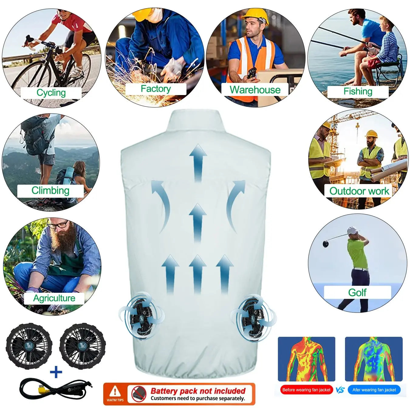 Men's Summer Cooling Vest with USB Charging Fan