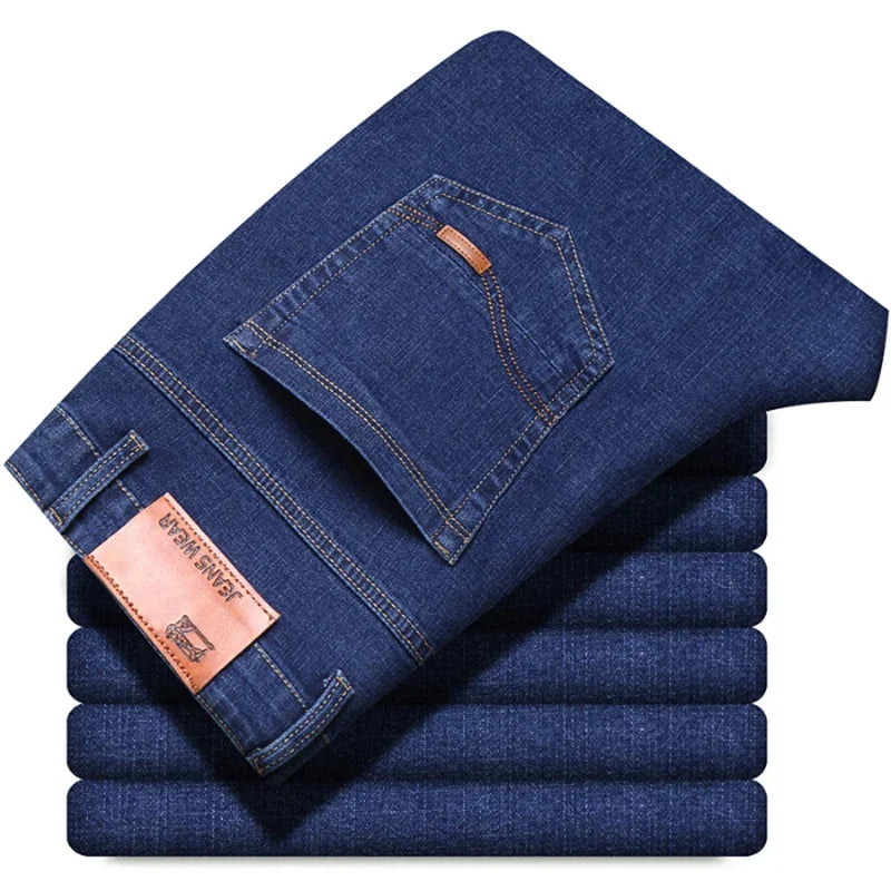 Men's Straight Jeans Comfortable Business Denim Pants