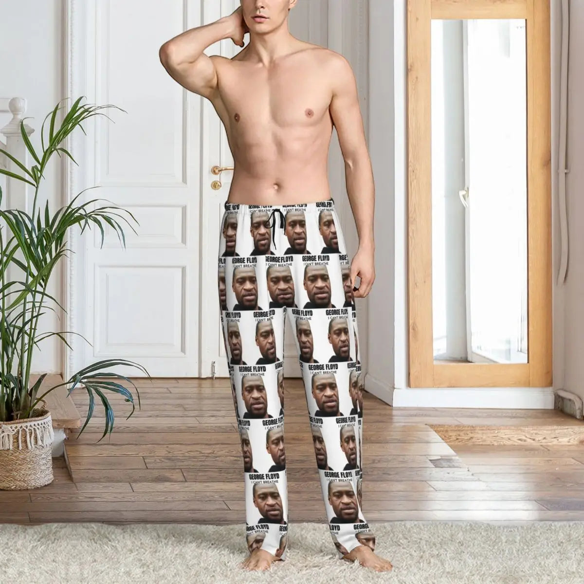 Custom George Floyd Pajama Pants Men Sleepwear Sleep Lounge Bottoms with Pockets