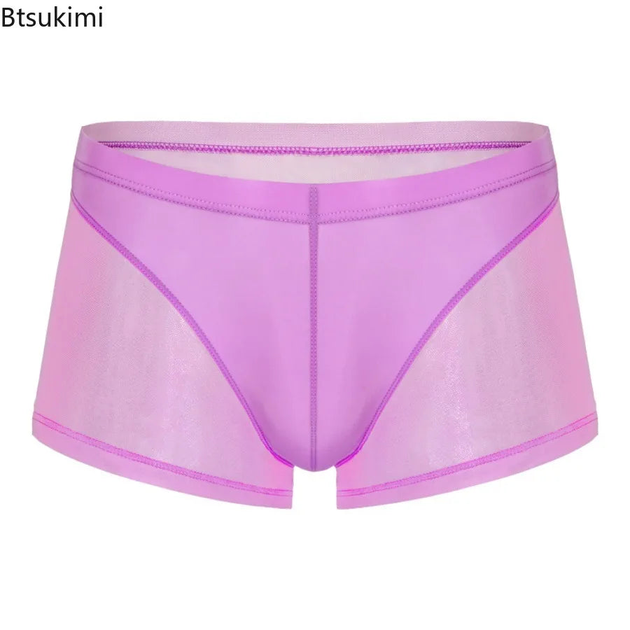 Men's Transparent Breathable Boxer Shorts with U Convex Pouch