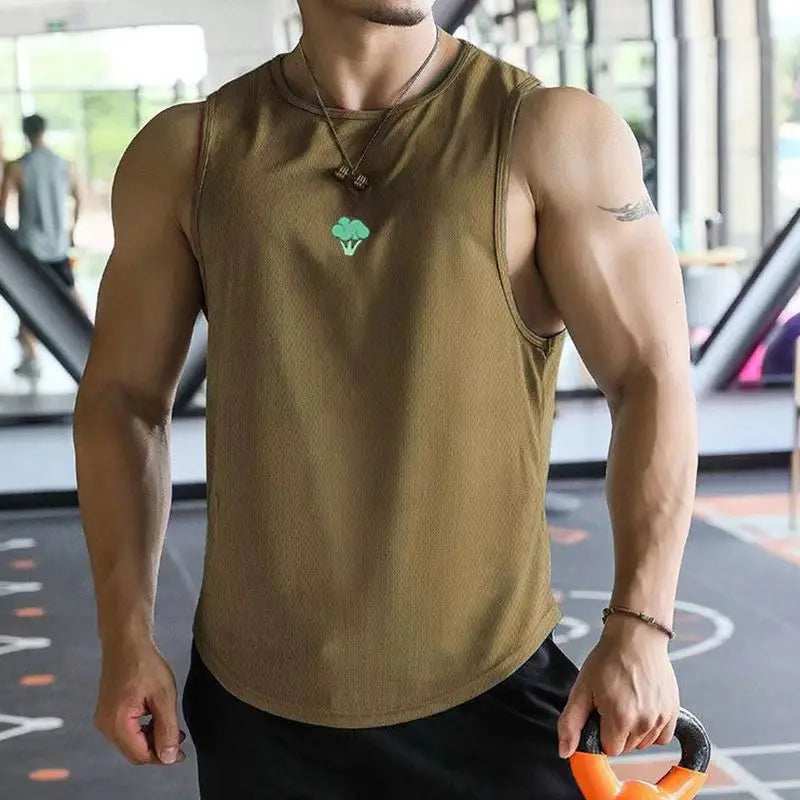 Mens fitness gyms Tank top Summer Men's Trendy Brand Running Training Quick Dry Sports Sleeveless Vest Basketball T-Shirt Vest