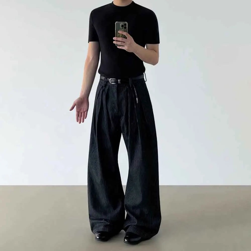 Mens Wide Leg Jeans Casual Pants for Autumn and Winter