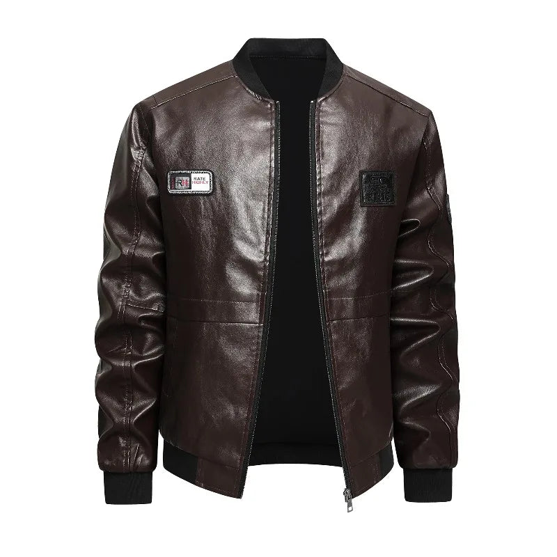 Men's Bomber Jacket Casual Long Sleeve Zip-Up Collar with Pockets Outerwear