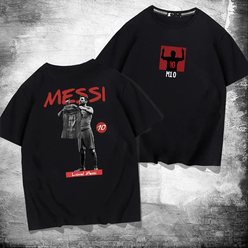 Messi short-sleeved printed 100%cotton summer men'sT-shirt outdoor casual tops urban fashion men's clothing unisex short-sleeved