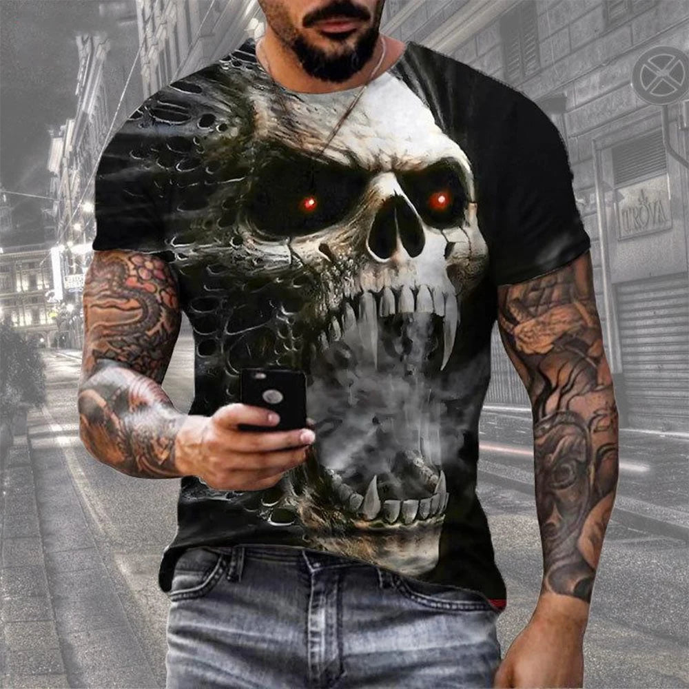 3D Printed Skull T-Shirt for Men Casual Summer Wear