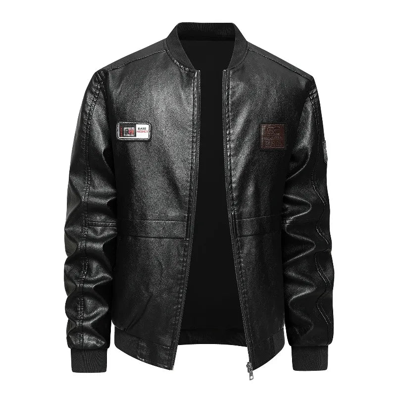 Men's Bomber Jacket Casual Long Sleeve Zip-Up Collar with Pockets Outerwear