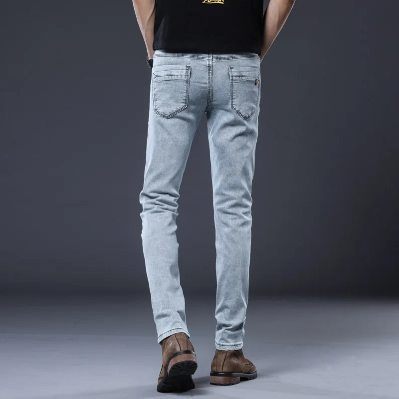 ICPANS Slim Fit Stretch Denim Jeans for Men Gray Blue